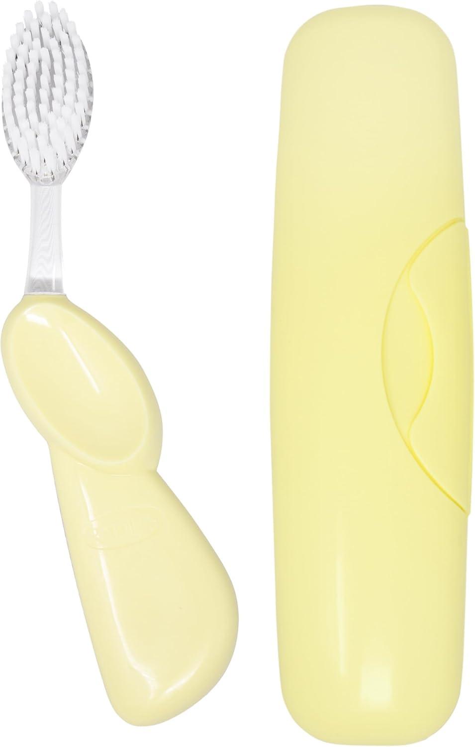 image:imageRADIUS Toothbrush Big Brush with Replaceable Brush Head BPA Free ADA Accepted Left Hand Purple Brush with Purple CasePastel Lemon Meringue