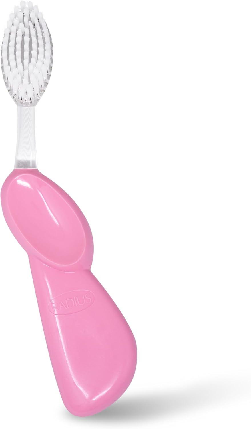 image:imageRADIUS Toothbrush Big Brush with Replaceable Brush Head BPA Free ADA Accepted Left Hand Purple Brush with Purple CasePastel Pink