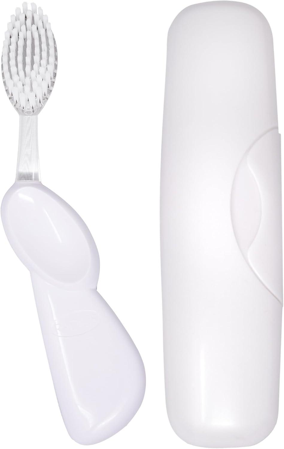 image:imageRADIUS Toothbrush Big Brush with Replaceable Brush Head BPA Free ADA Accepted Left Hand Purple Brush with Purple CasePastel White