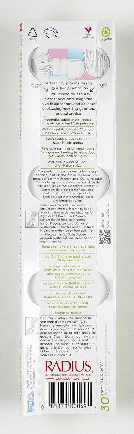 image:imageRADIUS Toothbrush Replacement Brush Heads 2Count Improve Gum Health amp Reduce Gum Issues Super Soft Pack of 62 Count Pack of 2