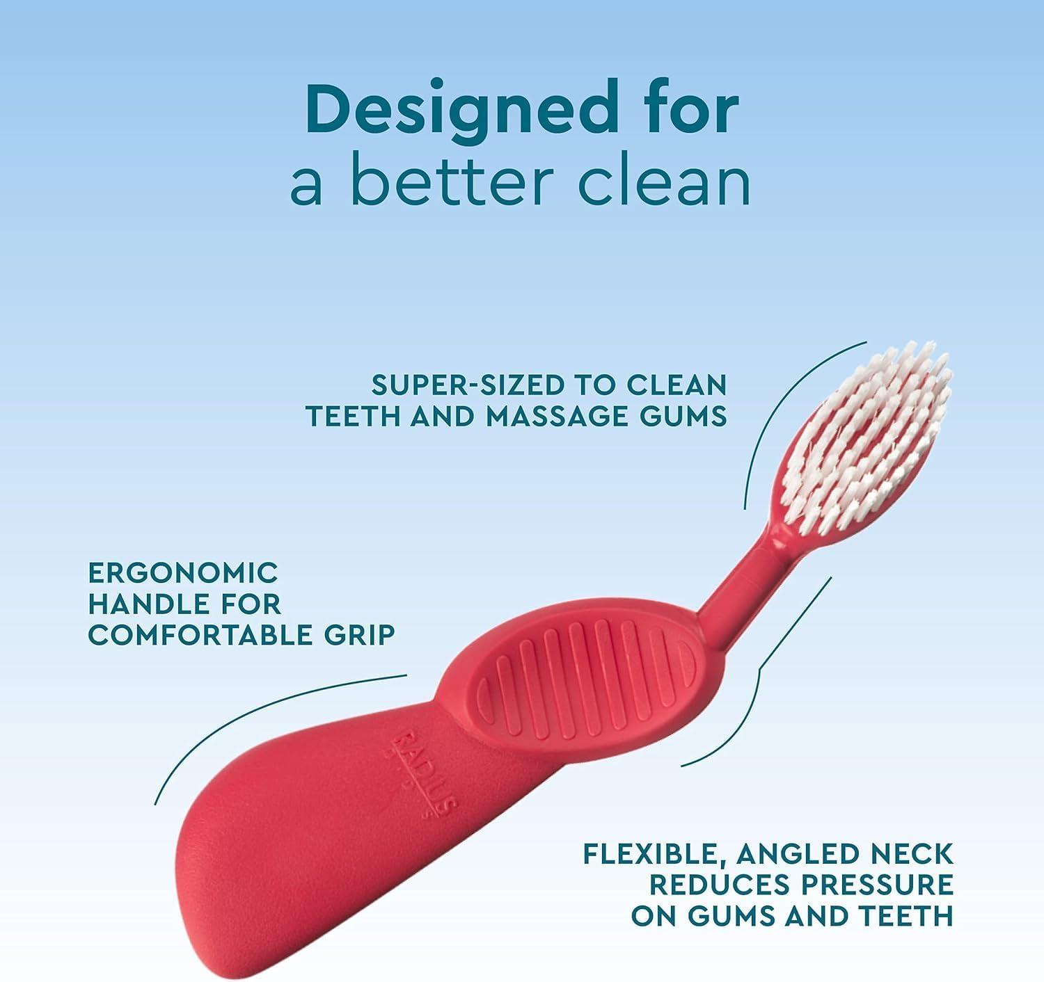 image:imageRadius Toothbrush Flex Brush BPA Free amp ADA Accepted Designed to Improve Gum Health amp Reduce Gum Issues Right Hand Lime White Pack of 1BlackWhite