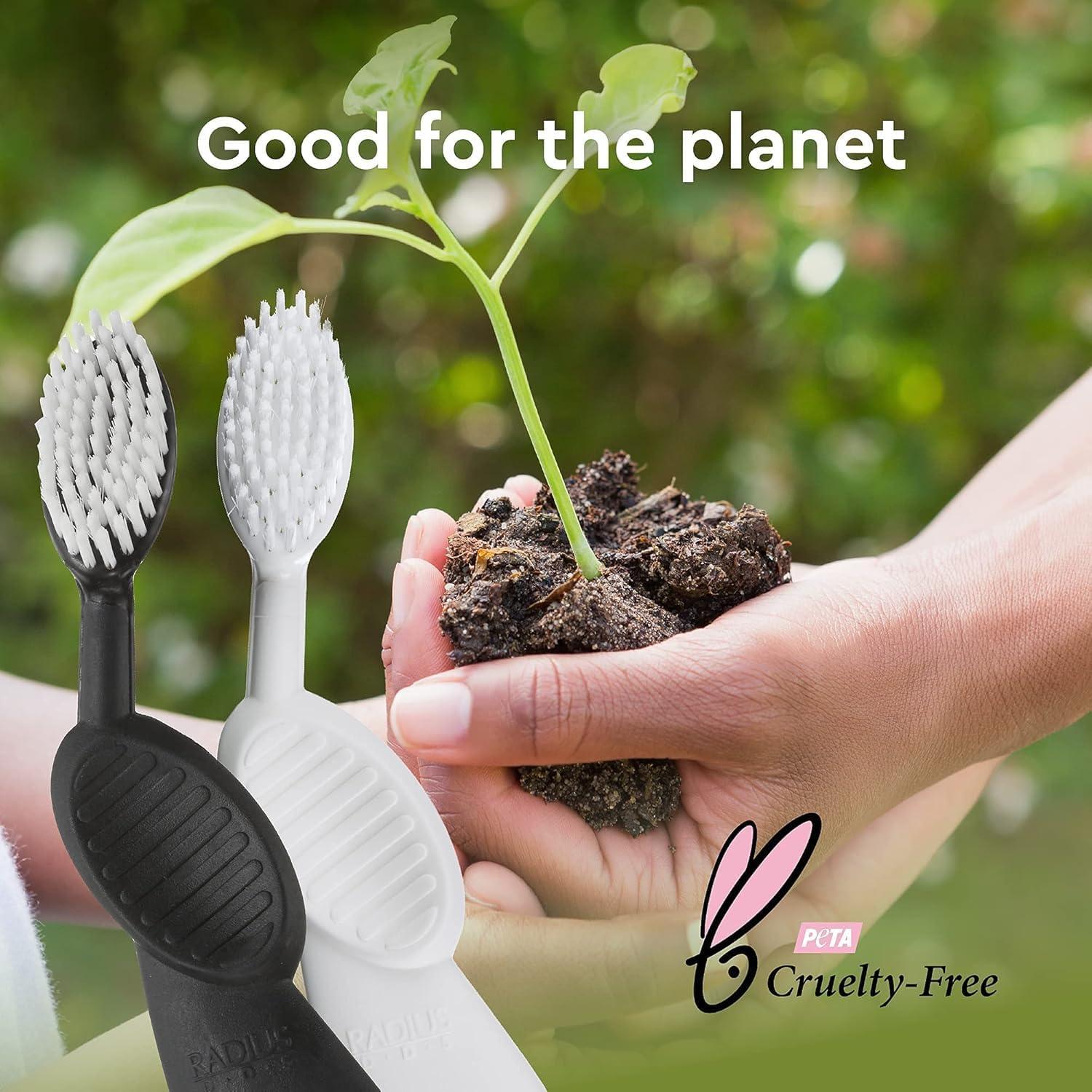 image:imageRadius Toothbrush Flex Brush BPA Free amp ADA Accepted Designed to Improve Gum Health amp Reduce Gum Issues Right Hand Lime White Pack of 1BlackWhite