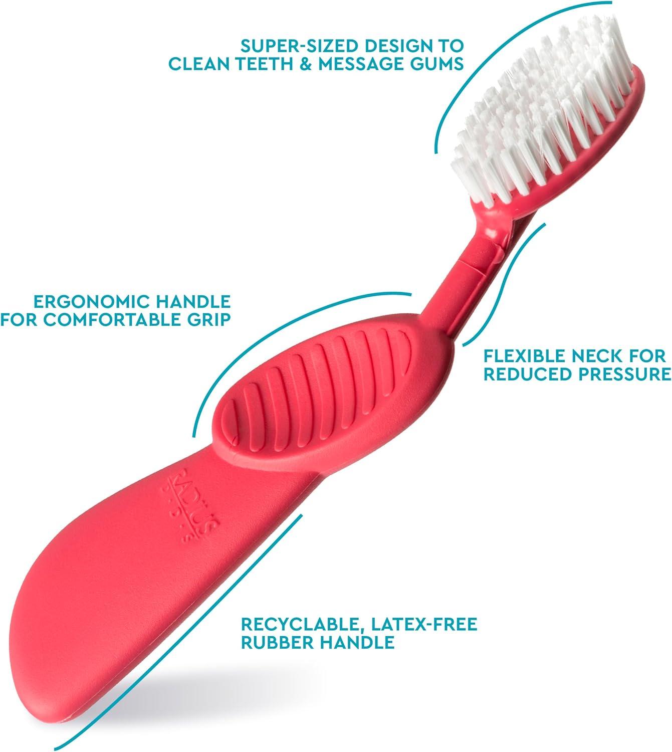 image:imageRadius Toothbrush Flex Brush BPA Free amp ADA Accepted Designed to Improve Gum Health amp Reduce Gum Issues Right Hand Lime White Pack of 1WatermelonWhite