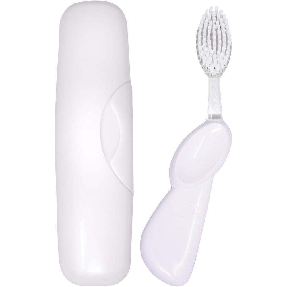 image:imageRADIUS Toothbrush Big Brush with Replaceable Brush Head BPA Free ADA Accepted Left Hand Purple Brush with Purple CasePastel White