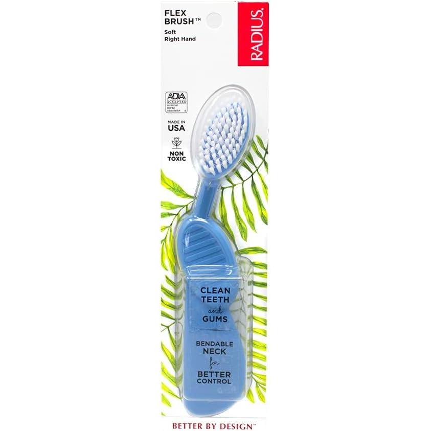 image:imageRadius Toothbrush Flex Brush BPA Free amp ADA Accepted Designed to Improve Gum Health amp Reduce Gum Issues  Right Hand  Lime White  Pack of 1BlueWhite