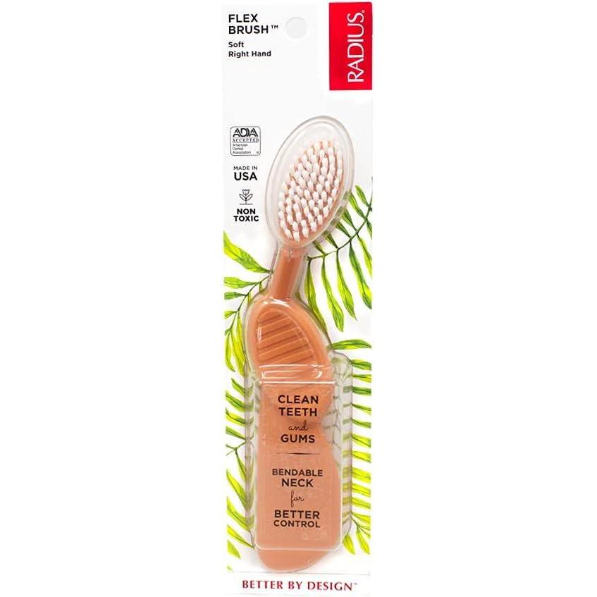 image:imageRadius Toothbrush Flex Brush BPA Free amp ADA Accepted Designed to Improve Gum Health amp Reduce Gum Issues  Right Hand  Lime White  Pack of 1OrangeWhite
