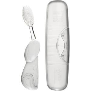 RADIUS Toothbrush Big Brush with Replaceable Brush Head BPA Free ADA Accepted – Left Hand – Purple Brush with Purple Case(Marble/Clear)