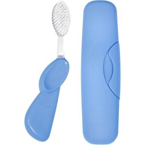 RADIUS Toothbrush Big Brush with Replaceable Brush Head BPA Free ADA Accepted – Left Hand – Purple Brush with Purple Case(Pastel Periwinkle Blue)