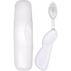 RADIUS Toothbrush Big Brush with Replaceable Brush Head BPA Free ADA Accepted – Left Hand – Purple Brush with Purple Case(Pastel White)