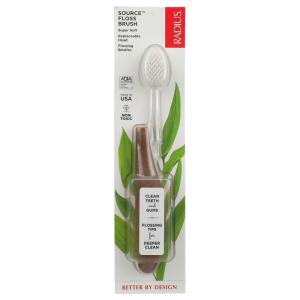 RADIUS Toothbrush Source Floss Brush BPA Free & ADA Accepted Improve Gum Health & Reduce Gum Issues – Super Soft – Money – Pack of 1(Brown)