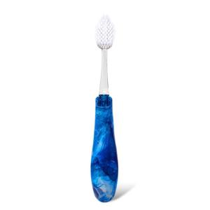 RADIUS Tour Travel Brush & Case with Replaceable Brush Head ADA Accepted Toothbrush Improve Gum Health – Blue Smoke Green – Pack of 3(Blue Camo)