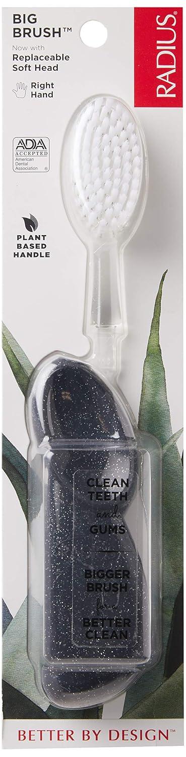 image:imageRADIUS Big Brush with Replaceable Head BPA Free amp ADA Accepted Toothbrush Designed to Improve Gum Health amp Reduce Gum Issues Right Hand Assorted Pack of 6Black Sparkle
