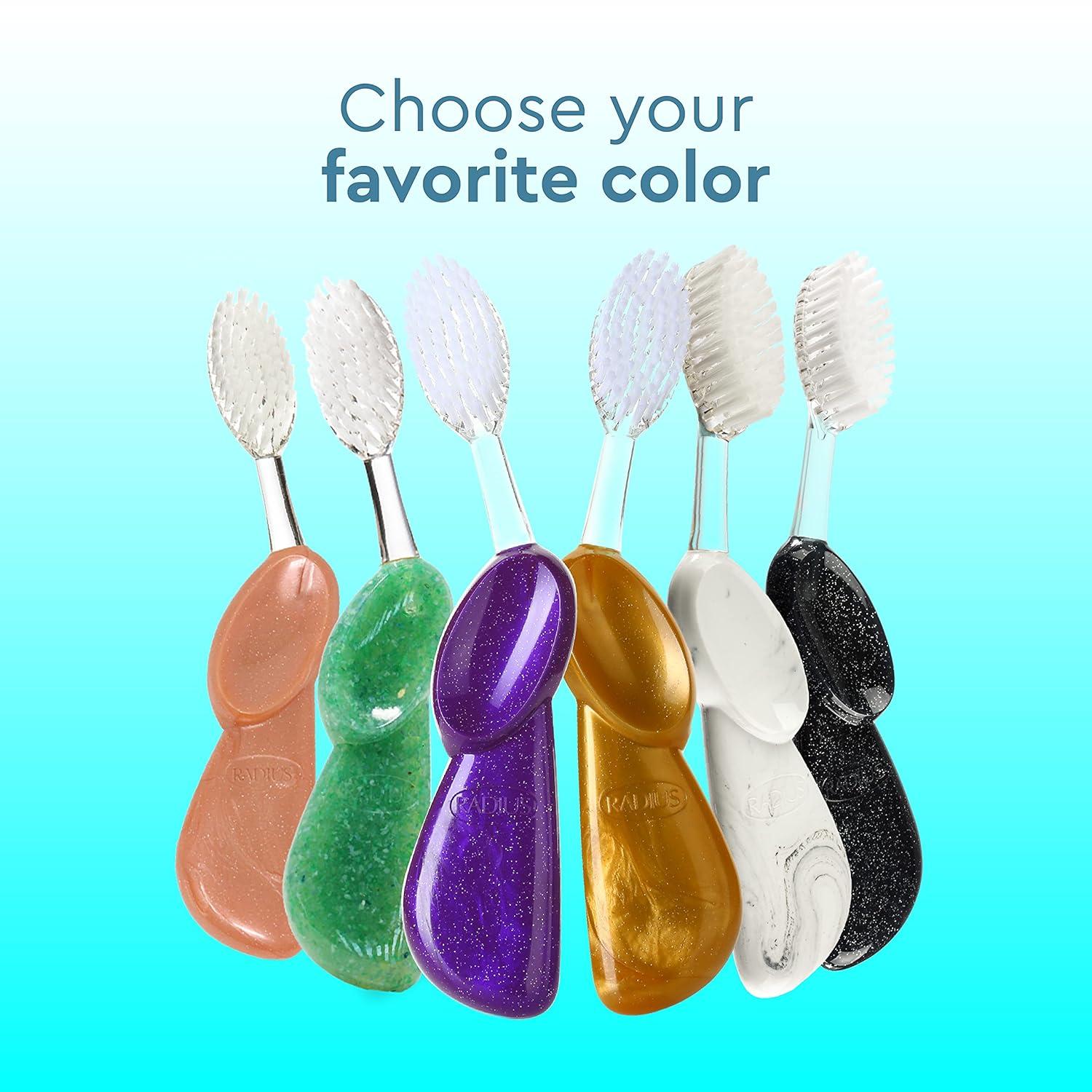 image:imageRADIUS Big Brush with Replaceable Head BPA Free amp ADA Accepted Toothbrush Designed to Improve Gum Health amp Reduce Gum Issues Right Hand Assorted Pack of 6Gold