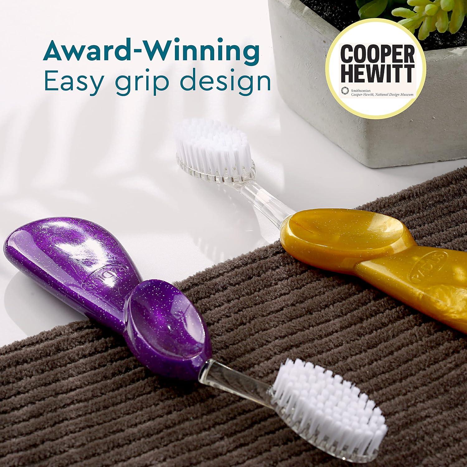 image:imageRADIUS Big Brush with Replaceable Head BPA Free amp ADA Accepted Toothbrush Designed to Improve Gum Health amp Reduce Gum Issues Right Hand Assorted Pack of 6Purple Sea Shell Midnight Sky