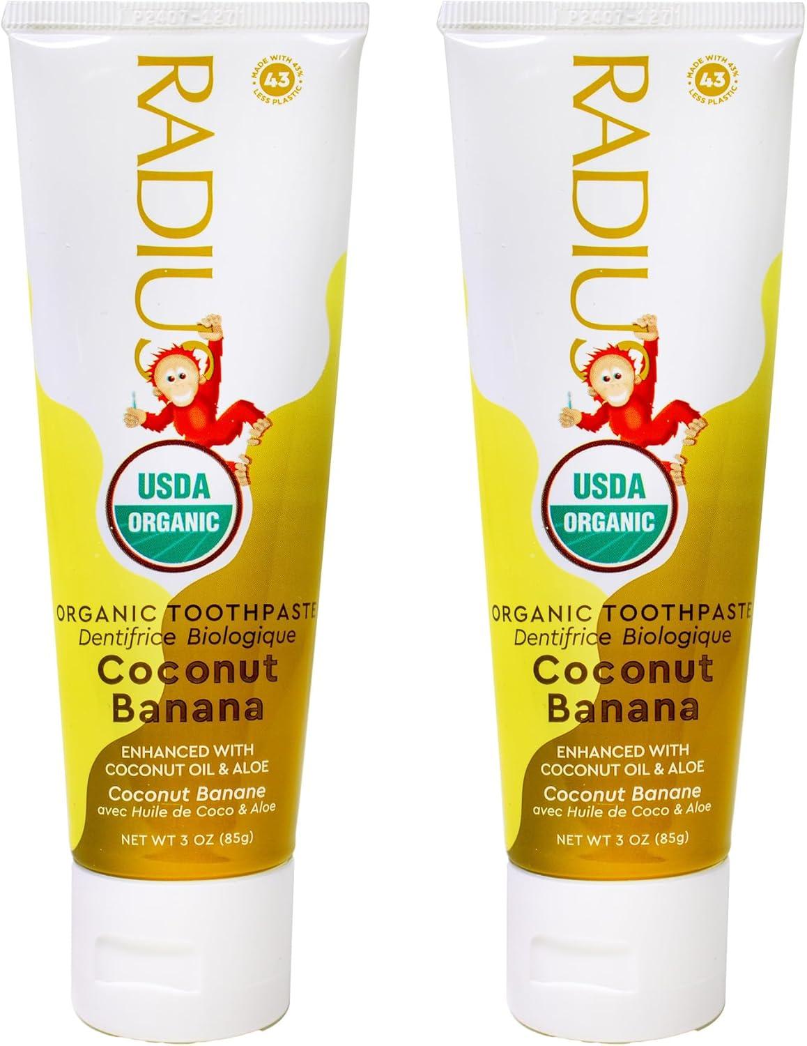 image:imageRADIUS Childrens Toothpaste Coconut Banana 3 oz NonToxic ChemicalFree GlutenFree Designed to Improve Gum Health amp Prevent Cavities Pack of 2Coconut Banana