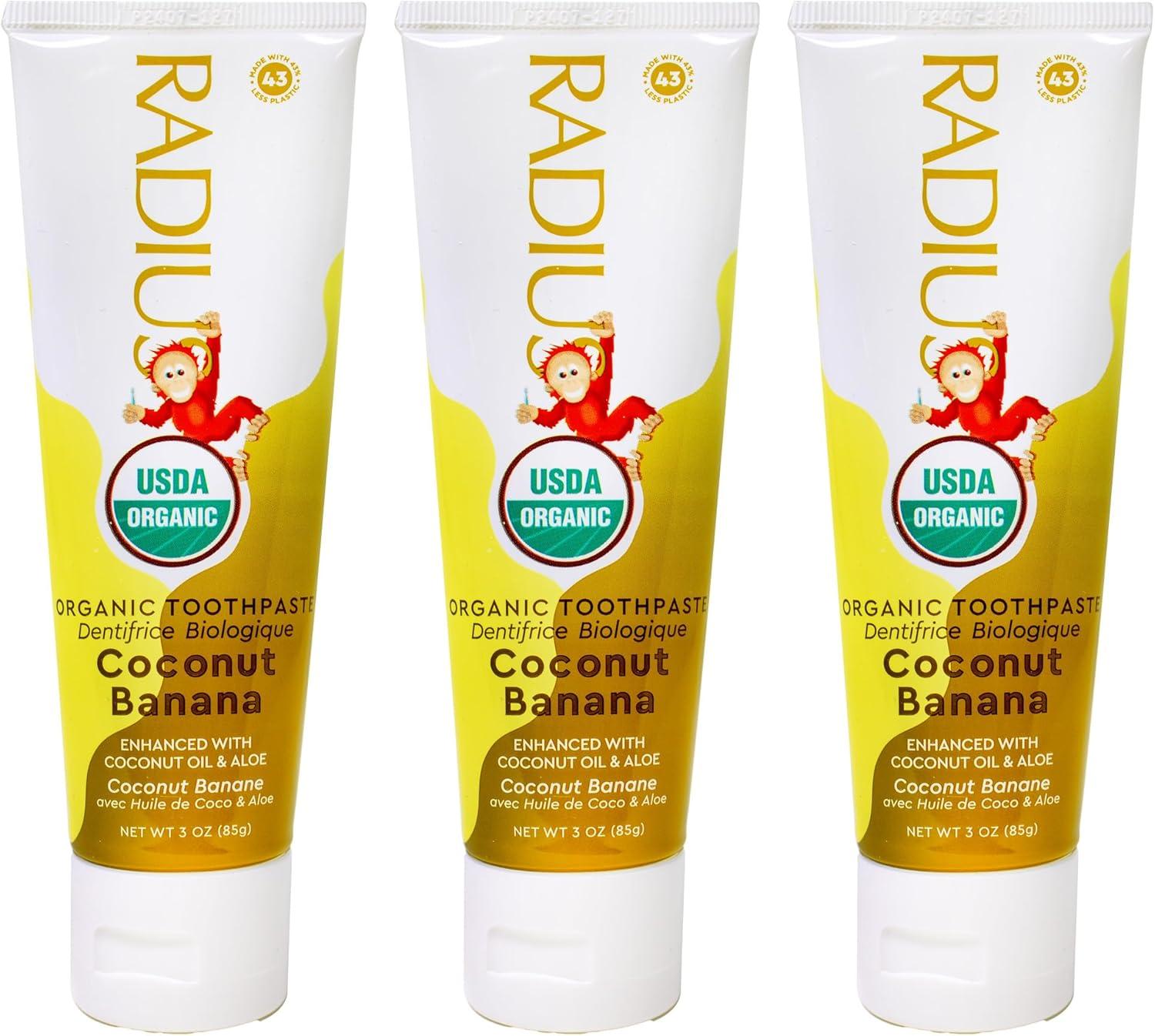 image:imageRADIUS Childrens Toothpaste Coconut Banana 3 oz NonToxic ChemicalFree GlutenFree Designed to Improve Gum Health amp Prevent Cavities Pack of 2Coconut Banana