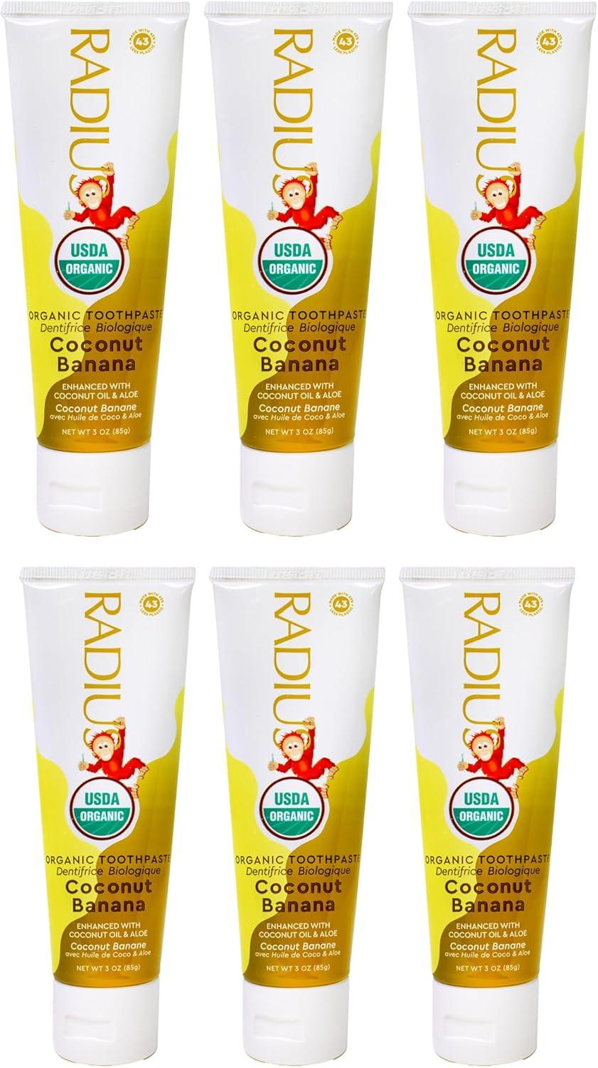 image:imageRADIUS Childrens Toothpaste Coconut Banana 3 oz NonToxic ChemicalFree GlutenFree Designed to Improve Gum Health amp Prevent Cavities Pack of 2Coconut Banana