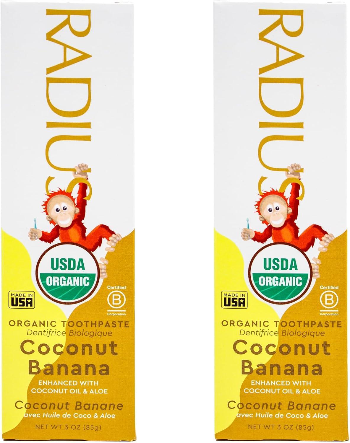 image:imageRADIUS Childrens Toothpaste Coconut Banana 3 oz NonToxic ChemicalFree GlutenFree Designed to Improve Gum Health amp Prevent Cavities Pack of 2Coconut Banana