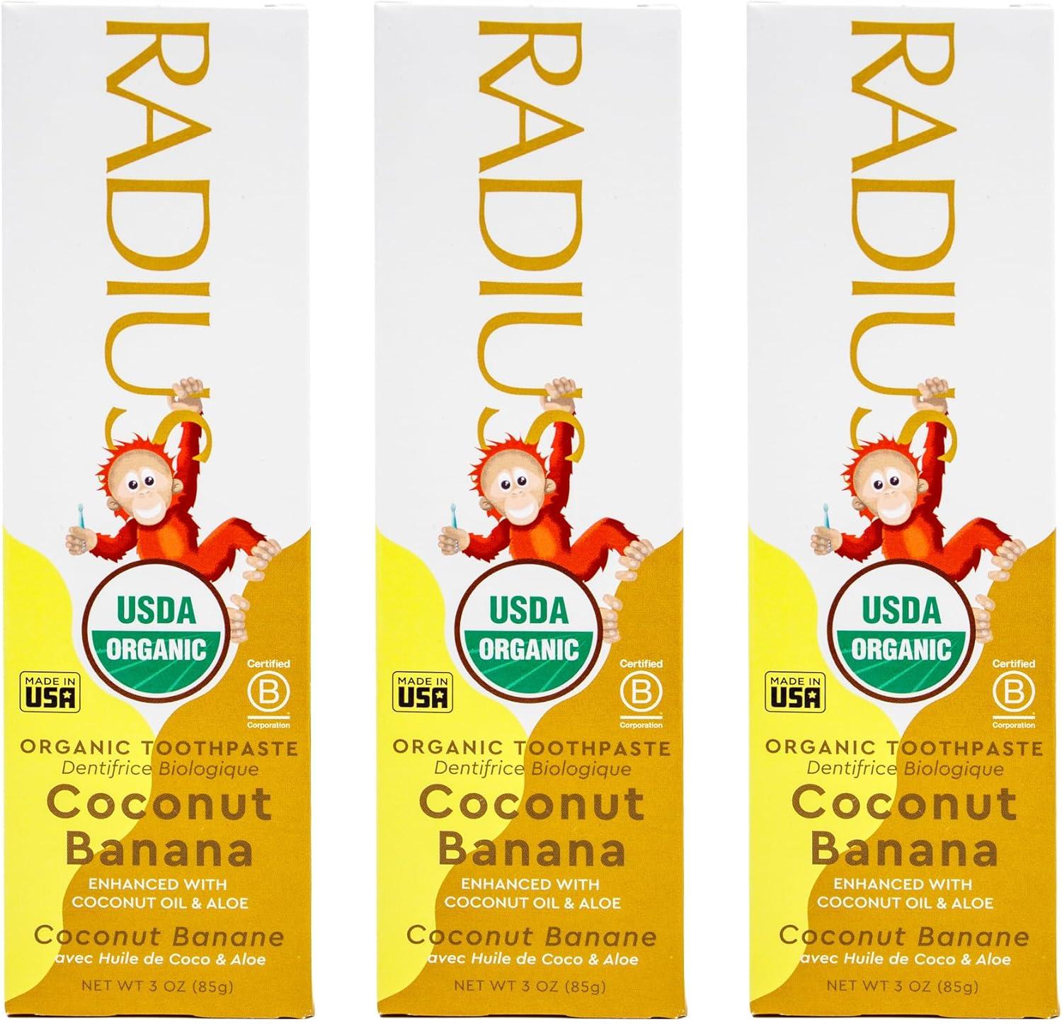 image:imageRADIUS Childrens Toothpaste Coconut Banana 3 oz NonToxic ChemicalFree GlutenFree Designed to Improve Gum Health amp Prevent Cavities Pack of 2Coconut Banana