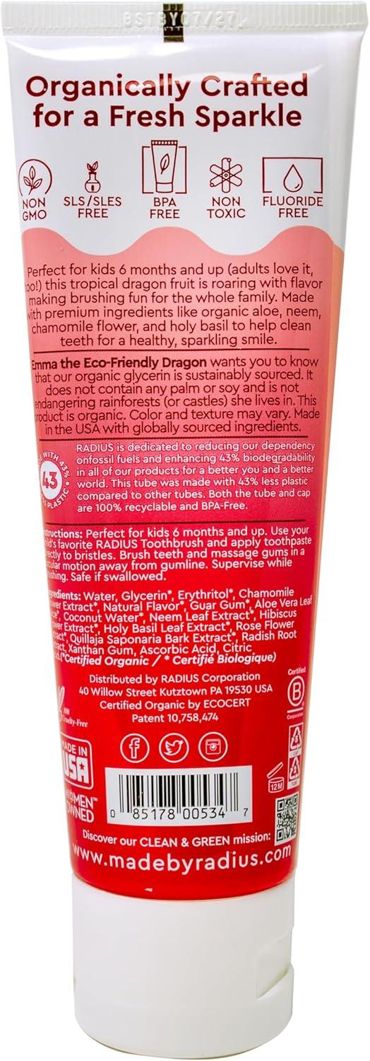 image:imageRADIUS Childrens Toothpaste Coconut Banana 3 oz NonToxic ChemicalFree GlutenFree Designed to Improve Gum Health amp Prevent Cavities Pack of 2Dragon Fruit