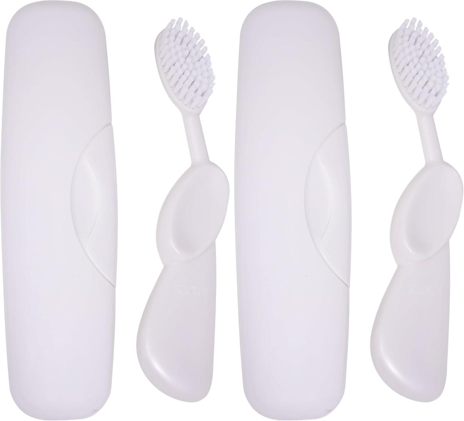 image:imageRADIUS Toothbrush Original Big Brush BPA Free ADA Accepted Left Hand White Brush with White CaseWhite