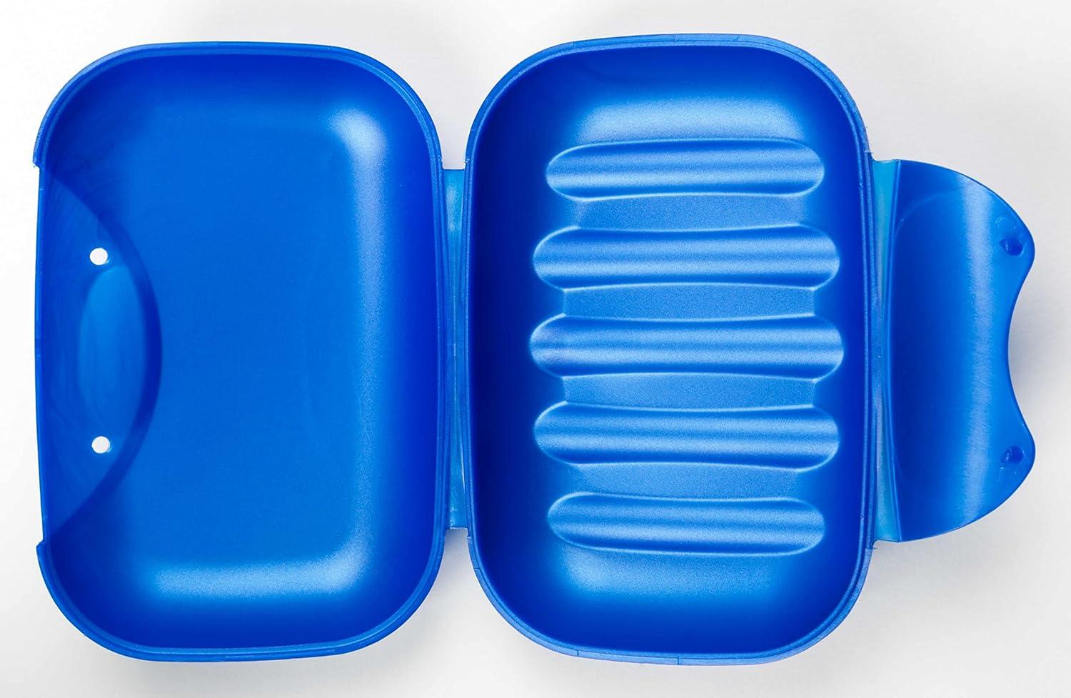 image:imageRADIUS Toothbrush Portable Travel Case Kit Standard Toothbrush Soap Razor Case Storage Box for Travel BPA Free 3 Count Caviar PearlSapphire Blue