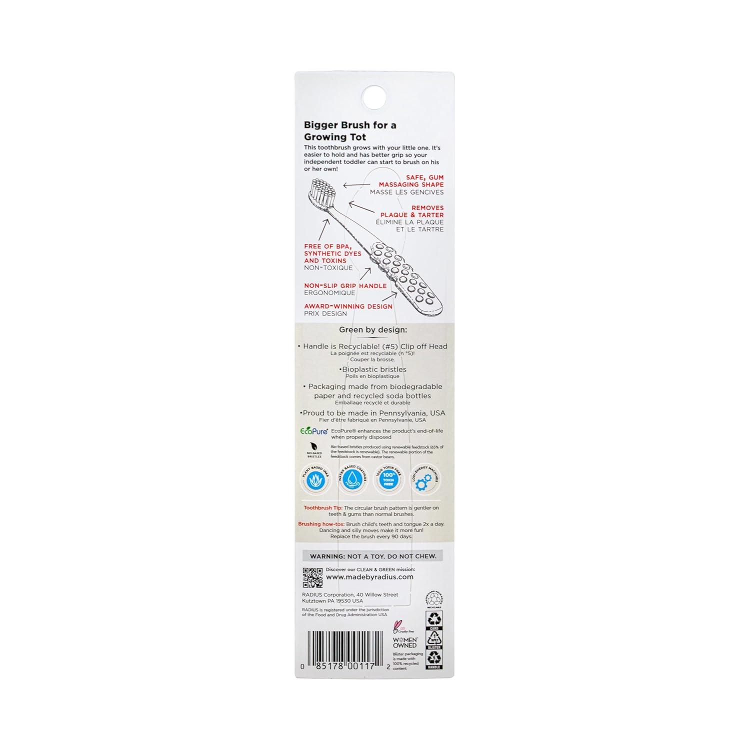 image:imageRADIUS Totz Plus Brush Kids Toothbrush Silky Soft BPA Free ADA Accepted Designed for Delicate Teeth amp Gums for Children 3 Years amp Up WhiteBlue Pack of 1Cool GreyAmethyst