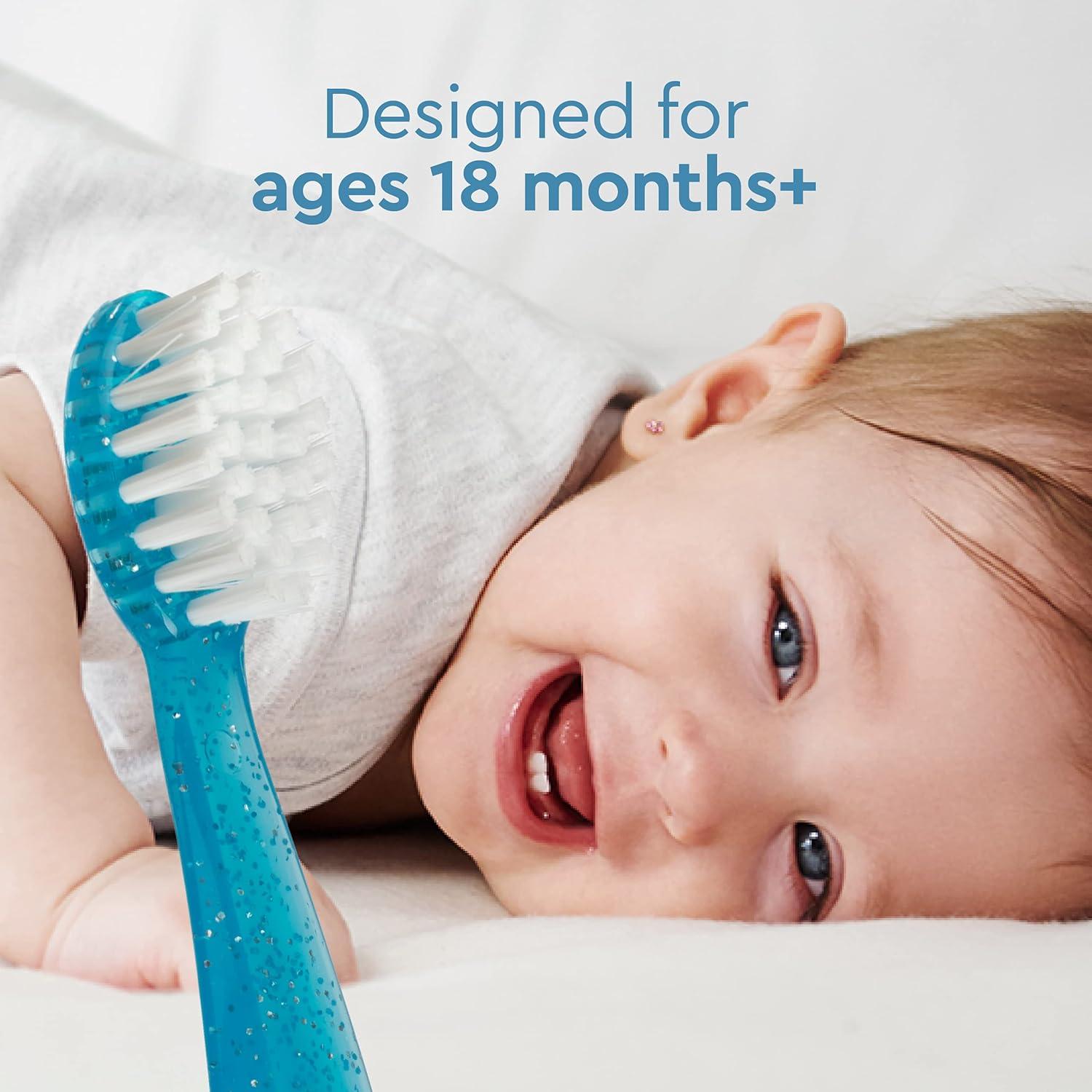 image:imageRADIUS Totz Toothbrush Extra Soft Brush BPA Free amp ADA Accepted Designed for Delicate Teeth amp Gums for Children 18 Months amp Up Blue Sparkle Pack of 1Green