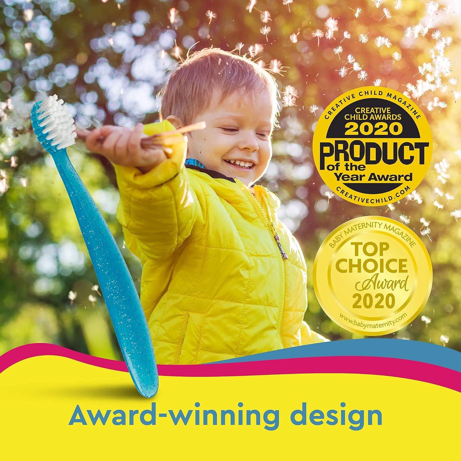 image:imageRADIUS Totz Toothbrush Extra Soft Brush BPA Free amp ADA Accepted Designed for Delicate Teeth amp Gums for Children 18 Months amp Up Blue Sparkle Pack of 1Green