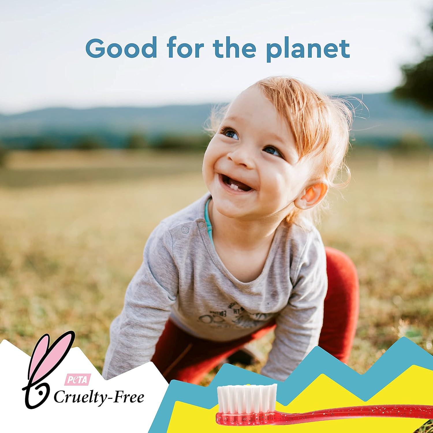 image:imageRADIUS Totz Toothbrush Extra Soft Brush BPA Free amp ADA Accepted Designed for Delicate Teeth amp Gums for Children 18 Months amp Up Magenta Sparkle Pack of 1Clear Sparkle