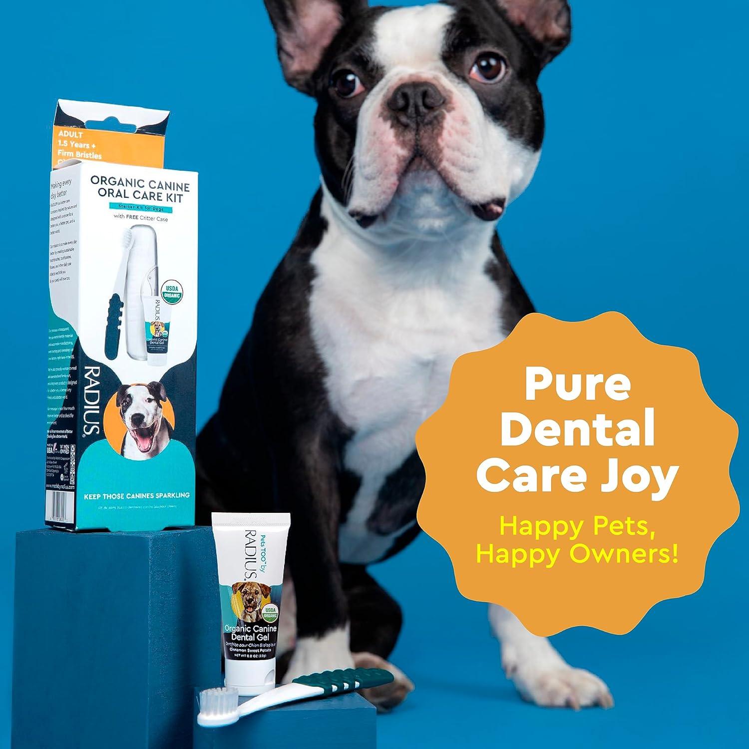 image:imageRADIUS USDA Organic Dental Solutions Puppy Kit 2 Units Kit Includes 1 Dog Toothbrush amp 1 08oz Toothpaste Ultra Soft Bristle amp Non Toxic Toothpaste for Dogs Designed to Clean Teeth Xylitol FreePuppy Pack of 1