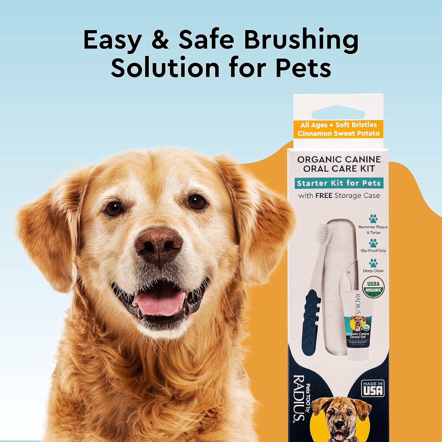 image:imageRADIUS USDA Organic Dental Solutions Puppy Kit 2 Units Kit Includes 1 Dog Toothbrush amp 1 08oz Toothpaste Ultra Soft Bristle amp Non Toxic Toothpaste for Dogs Designed to Clean Teeth Xylitol FreePuppy Pack of 2