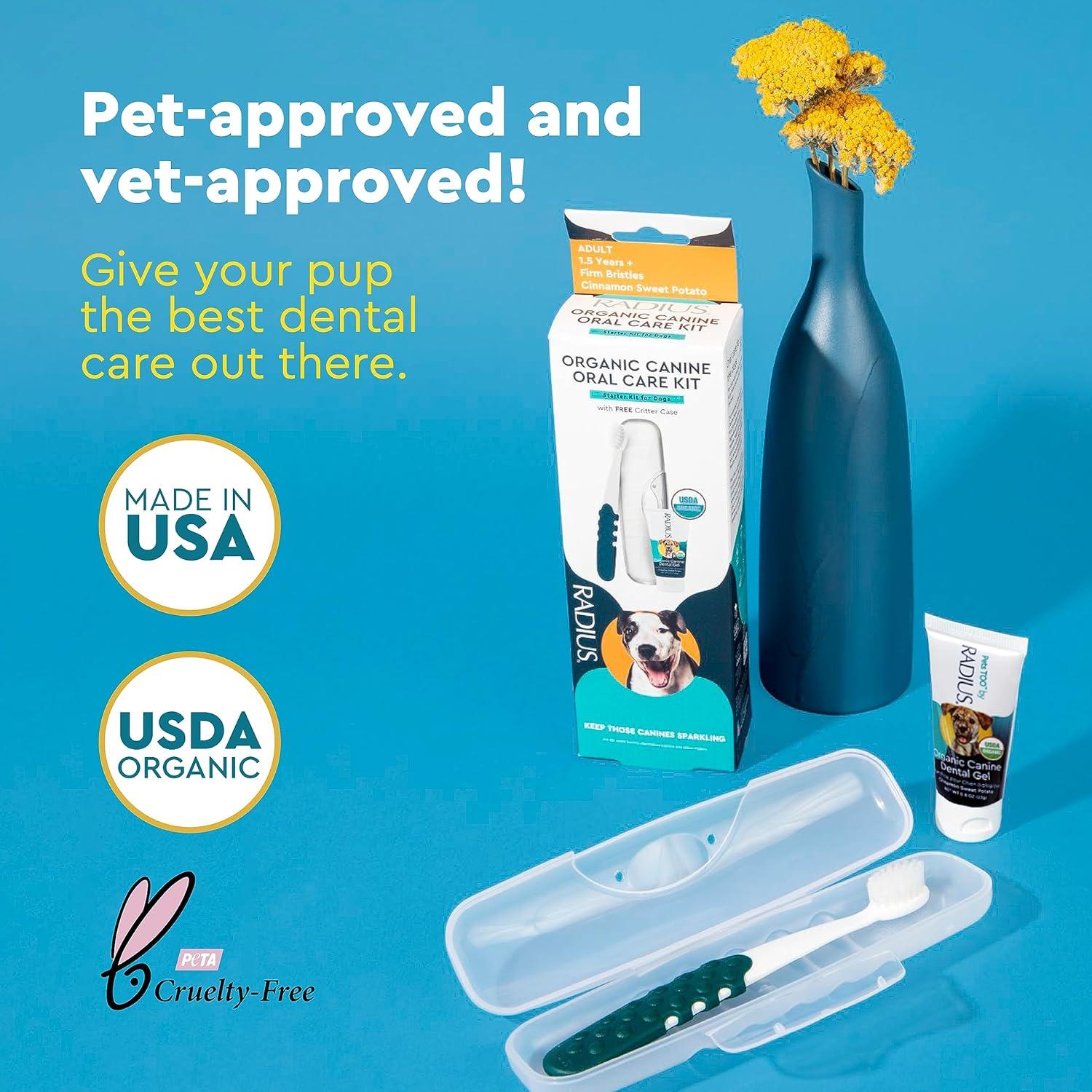 image:imageRADIUS USDA Organic Dental Solutions Puppy Kit 2 Units Kit Includes 1 Dog Toothbrush amp 1 08oz Toothpaste Ultra Soft Bristle amp Non Toxic Toothpaste for Dogs Designed to Clean Teeth Xylitol FreePuppy Pack of 1