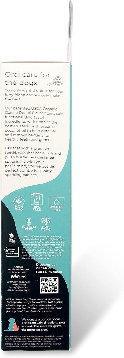 image:imageRADIUS USDA Organic Dental Solutions Puppy Kit 2 Units Kit Includes 1 Dog Toothbrush amp 1 08oz Toothpaste Ultra Soft Bristle amp Non Toxic Toothpaste for Dogs Designed to Clean Teeth Xylitol FreeAdult Pack of 1