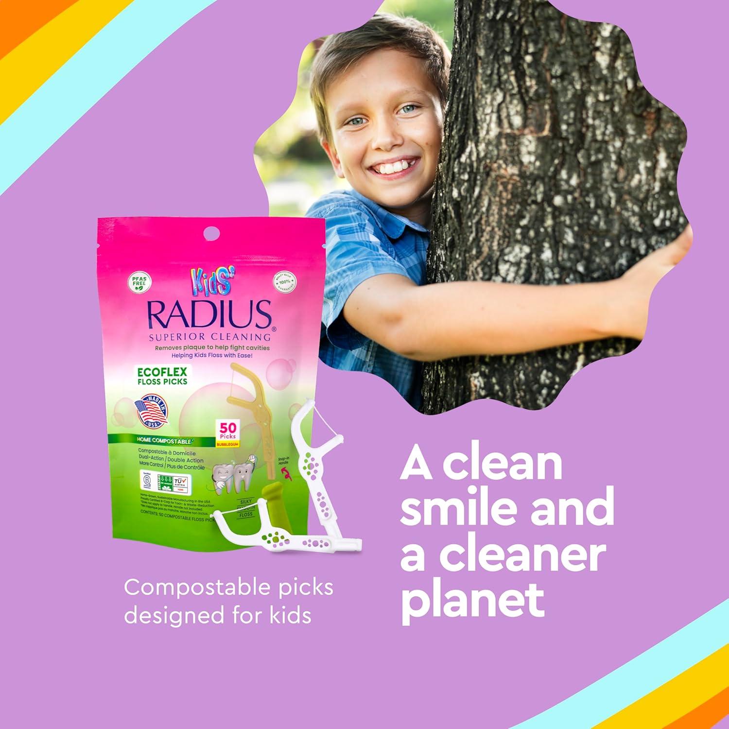 image:imageRadius Bubblegum EcoFlex Compostable Floss Picks Kids for Oral Care Boost Non Toxic Tooth amp Gum Protection1 Count Pack of 1