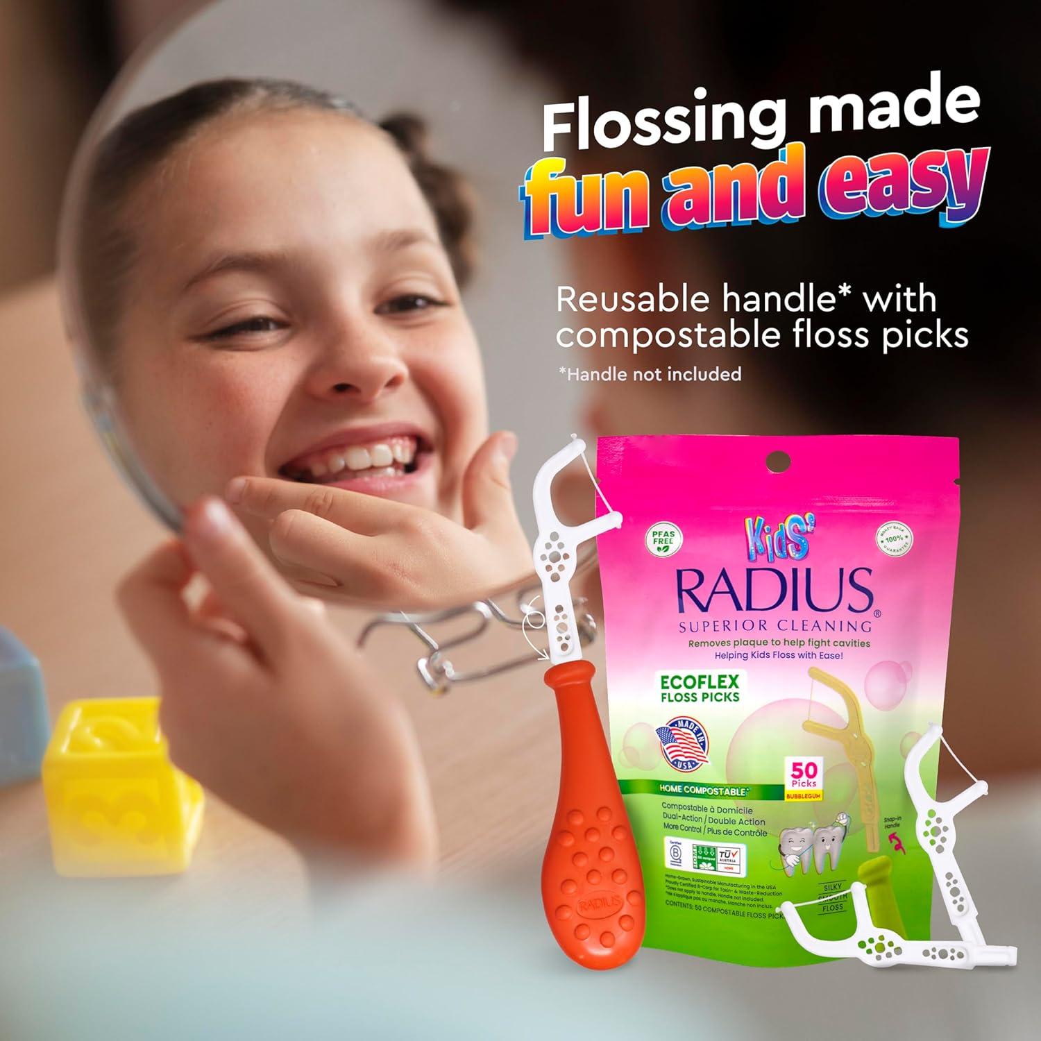 image:imageRadius Bubblegum EcoFlex Compostable Floss Picks Kids for Oral Care Boost Non Toxic Tooth amp Gum Protection1 Count Pack of 1
