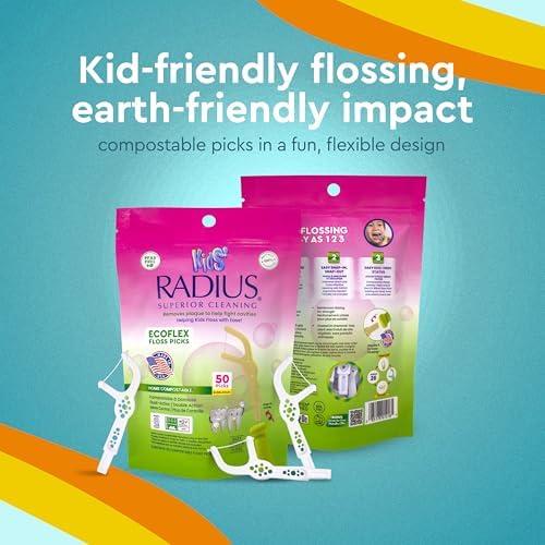 image:imageRadius Bubblegum EcoFlex Compostable Floss Picks Kids for Oral Care Boost Non Toxic Tooth amp Gum ProtectionPack of 4
