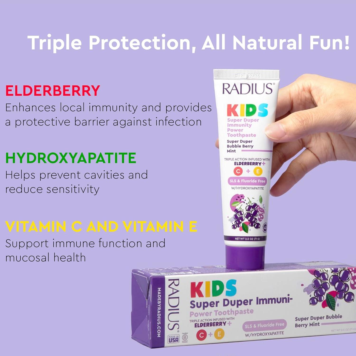 image:imageRadius Kids Super Duper Immunity Power Toothpaste 25 Oz Super Duper Bubble Berry Mint Pack of 3Super Duper Bubble Berry Mint