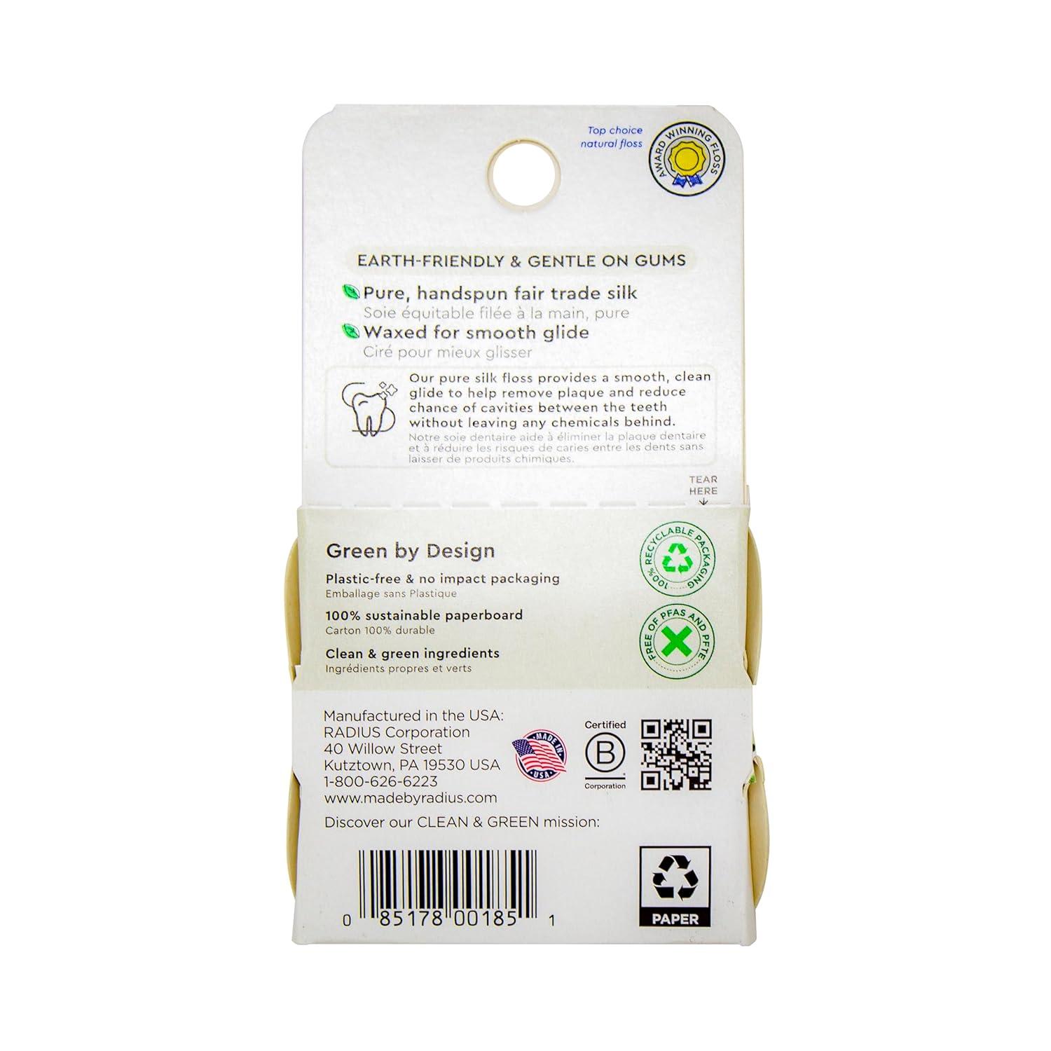 image:imageRadius Natural Unscented Silk Dental Floss 33 Yards Vegan amp NonToxic Oral Care Boost amp Designed to Help Fight Plaque Clear Pack of 1