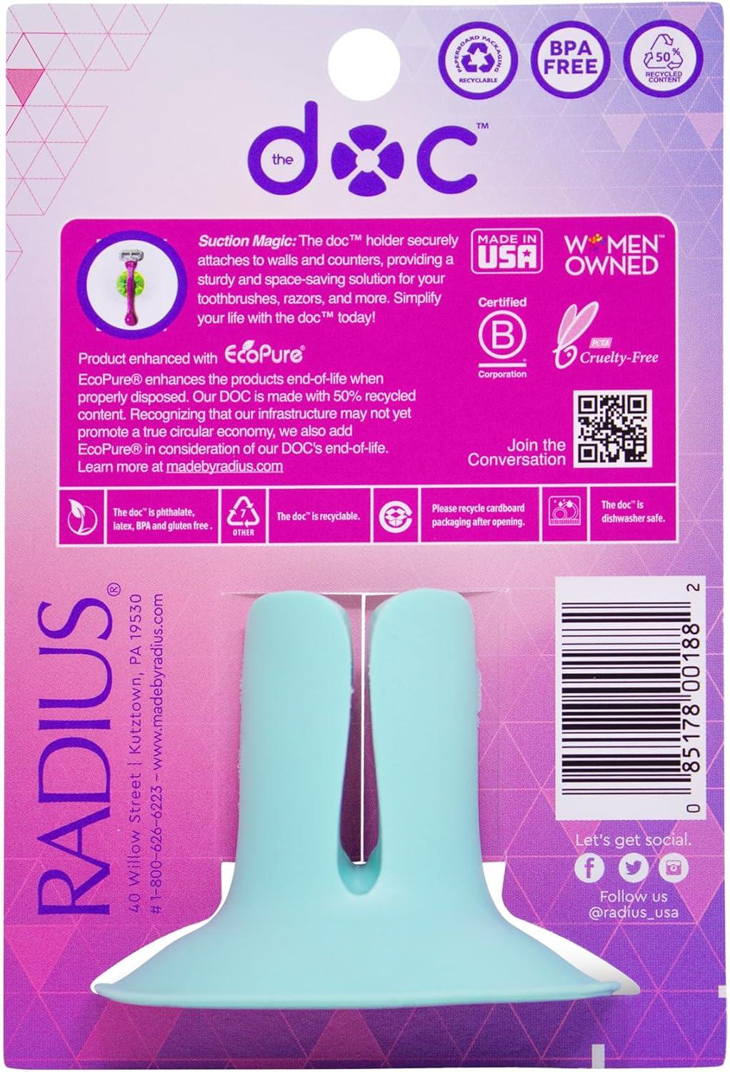 image:imageRadius The DOC ToothbrushRazor Holder Assorted Colors 1 Count 100 Recyclable amp Dishwasher Safe BPA Free Suction Holder PinkAssorted