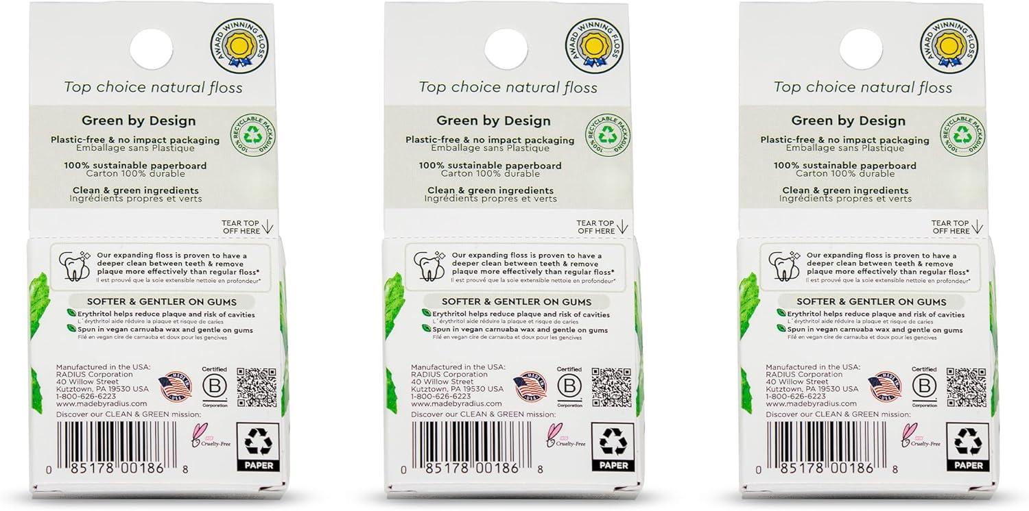 image:imageRadius Vanilla Mint Dental Floss 55 Yards Vegan amp NonToxic Oral Care Boost amp Designed to Help Fight Plaque Clear Pack of 3Peppermint