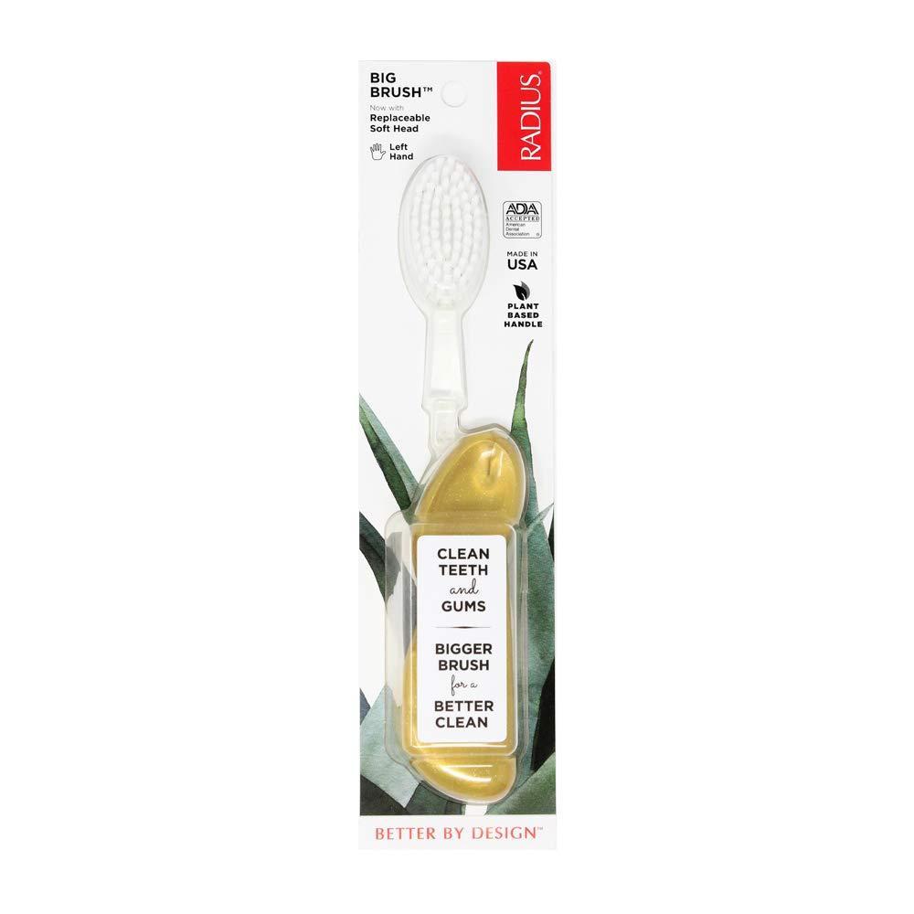 image:imageRADIUS Big Brush with Replaceable Head BPA Free amp ADA Accepted Toothbrush Designed to Improve Gum Health amp Reduce Gum Issues  Right Hand  Assorted  Pack of 6Gold