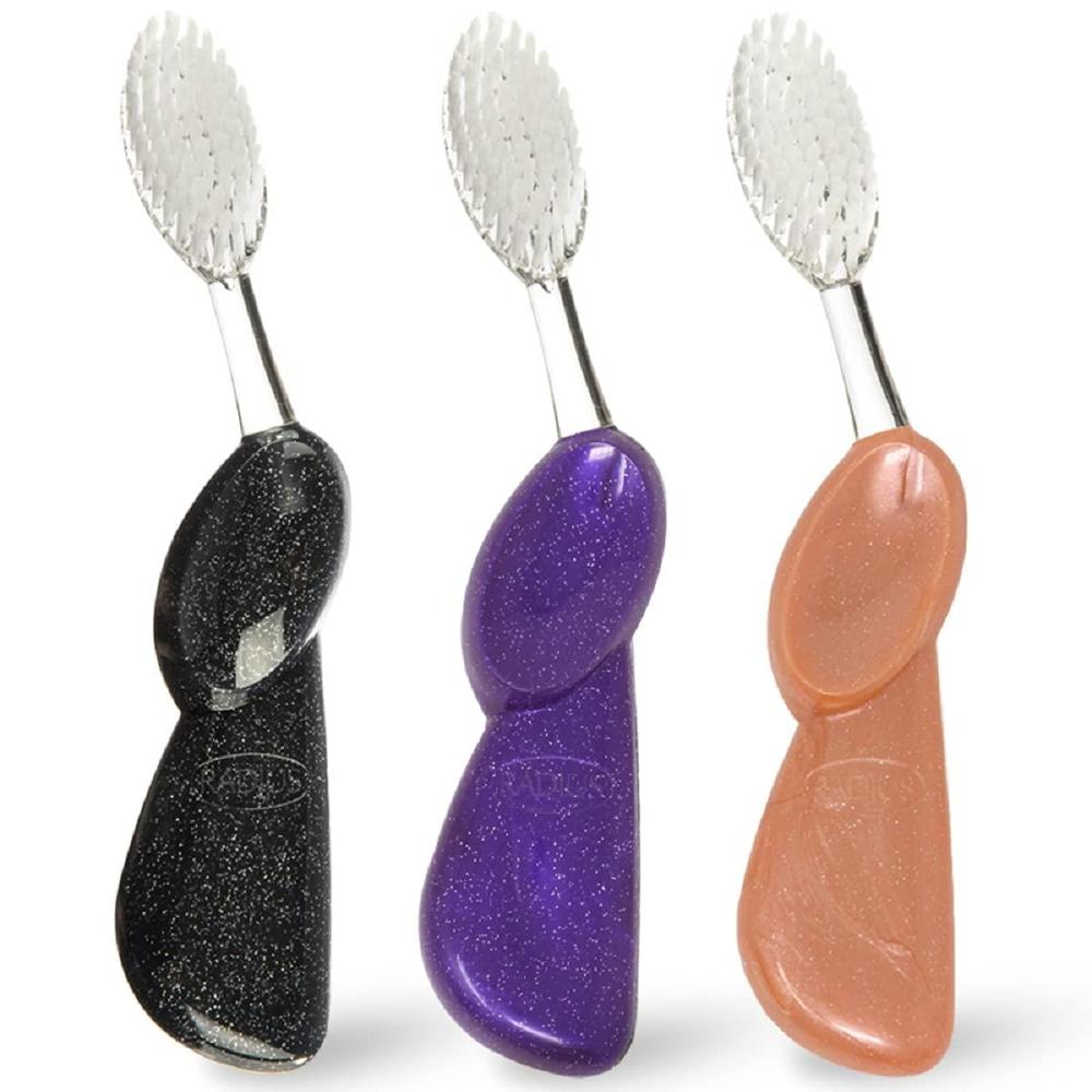 image:imageRADIUS Big Brush with Replaceable Head BPA Free amp ADA Accepted Toothbrush Designed to Improve Gum Health amp Reduce Gum Issues  Right Hand  Assorted  Pack of 6Purple Sea Shell Midnight Sky