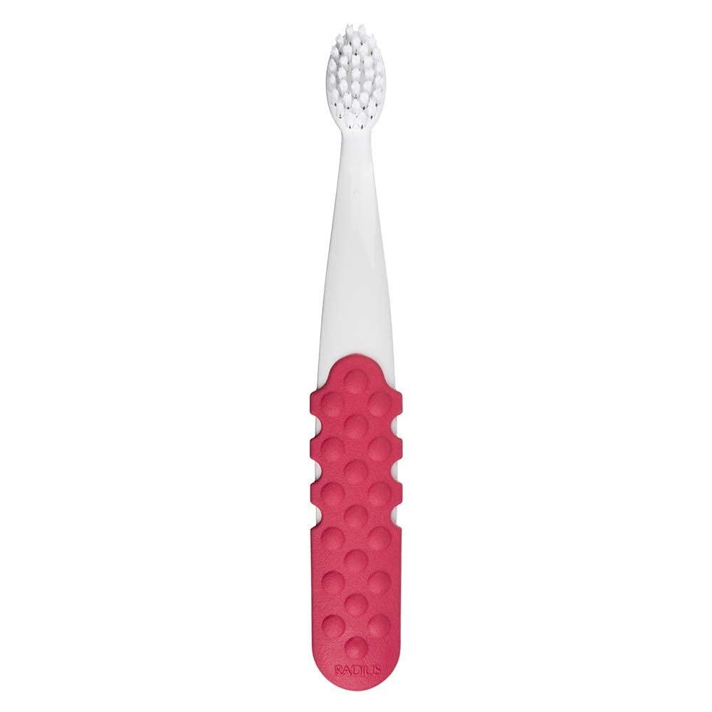 image:imageRADIUS Childrens Toothbrush Totz Plus Brush Extra Soft Bristles White amp CoralMint amp GreyGrey amp Purple BPA Free ADA Accepted for Delicate Teeth amp Gums for Children 3 Years amp Up Pack of 3WhiteCoral