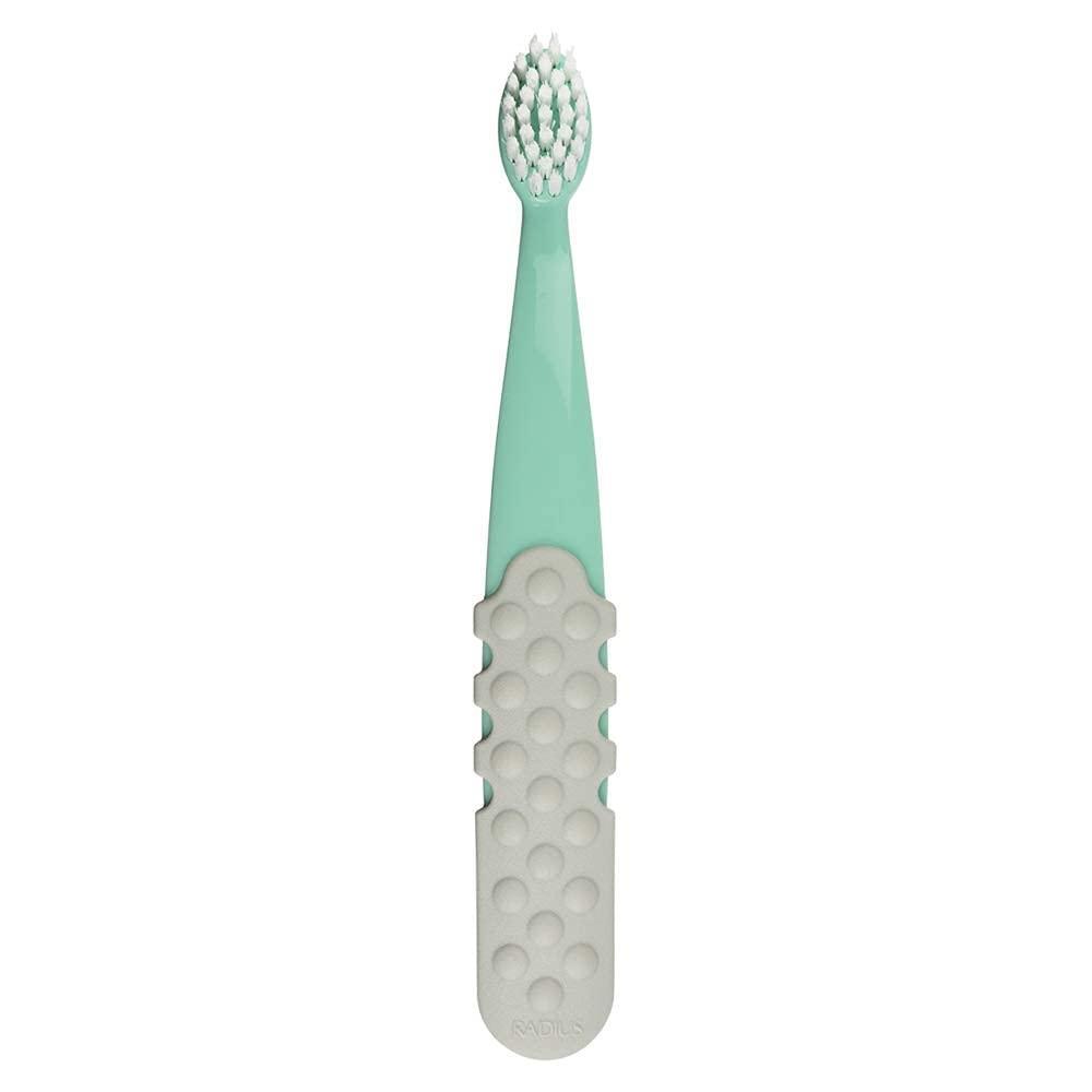 image:imageRADIUS Childrens Toothbrush Totz Plus Brush Extra Soft Bristles White amp CoralMint amp GreyGrey amp Purple BPA Free ADA Accepted for Delicate Teeth amp Gums for Children 3 Years amp Up Pack of 3MintCool Grey