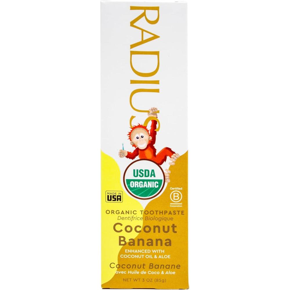 image:imageRADIUS Childrens Toothpaste Coconut Banana 3 oz NonToxic ChemicalFree GlutenFree Designed to Improve Gum Health amp Prevent Cavities Pack of 2Coconut Banana