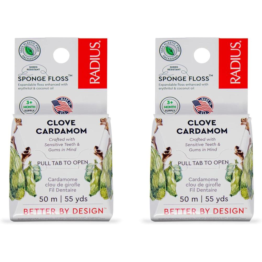 image:imageRADIUS Clove Cardamom Dental Floss 55 Yards Vegan amp NonToxic Oral Care Boost amp Designed to Help Fight Plaque Clear Pack of 2