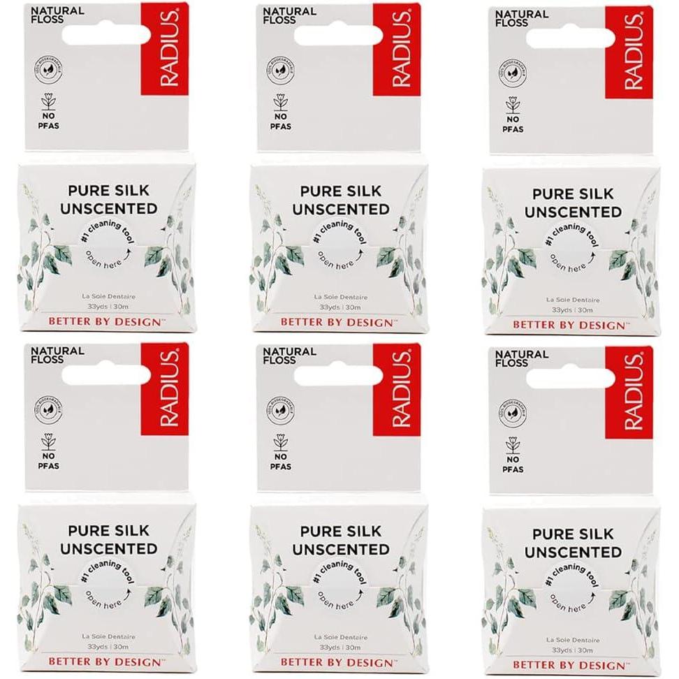 image:imageRADIUS Dental Floss Natural Floss Unscented Silk 33 Yards Compostable amp NonToxic Oral Care Designed to Help Fight Plaque Pack of 633 Yards Pack of 72