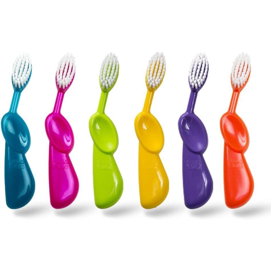 image:imageRADIUS Kidz Toothbrush Childrens Right Hand BPA Free ADA Accepted Designed to Clean Teeth amp Gums for Children 6 Years amp Up Pink Purple Green Pack of 3Assorted Pink Orange Yellow Purple Green Blue