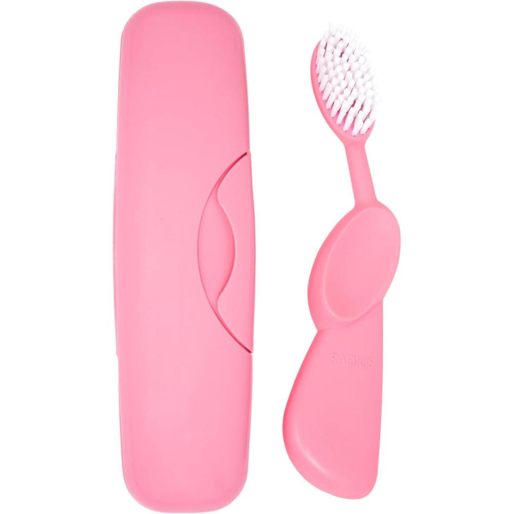 image:imageRADIUS Toothbrush Original Big Brush BPA Free ADA Accepted Left Hand White Brush with White CasePink